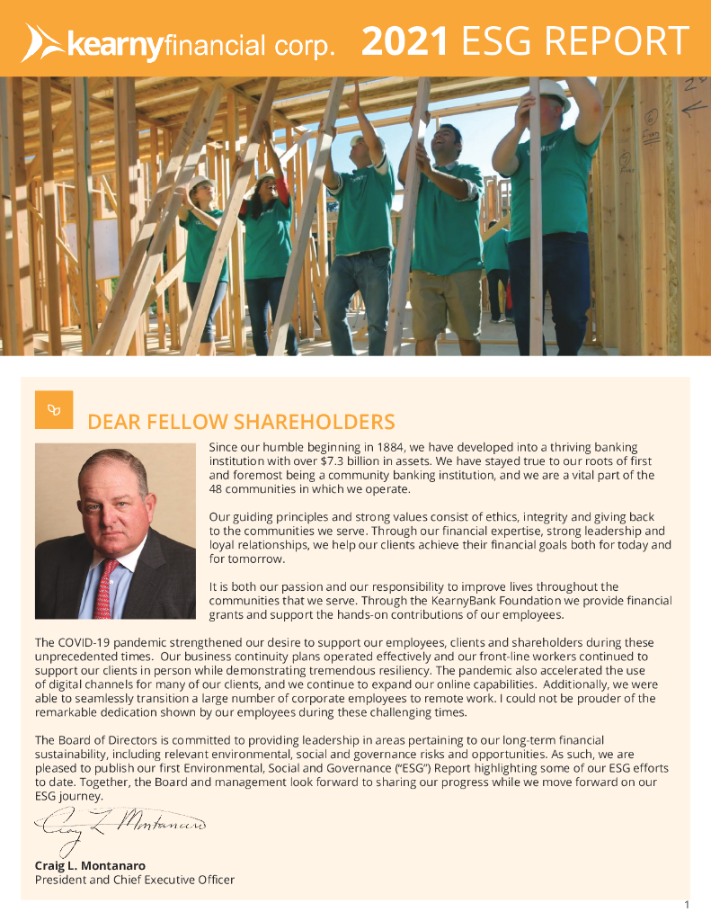 Kearny Financial Corp.（KRNY）2021年ESG报告（英文版）