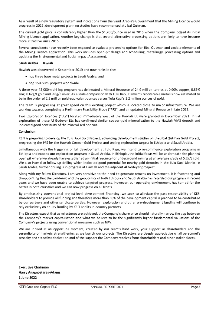 KEFI Gold and Copper Plc（KEFI）2021财年年度报告（英文版）_第6页