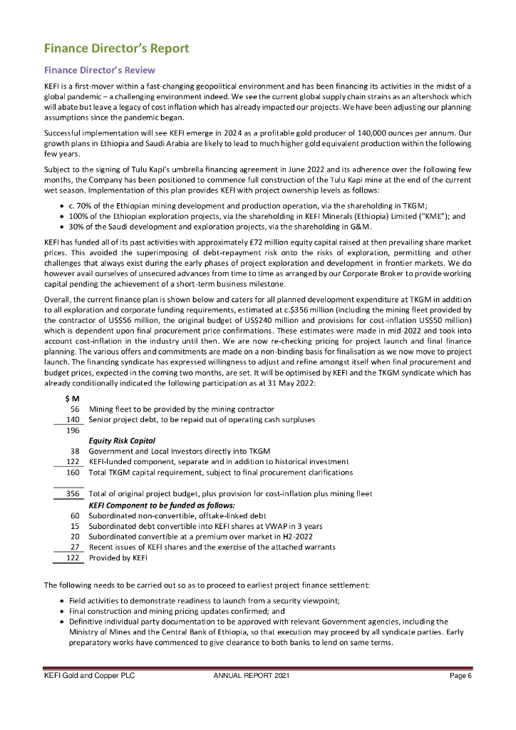KEFI Gold and Copper Plc（KEFI）2021财年年度报告（英文版）_第7页