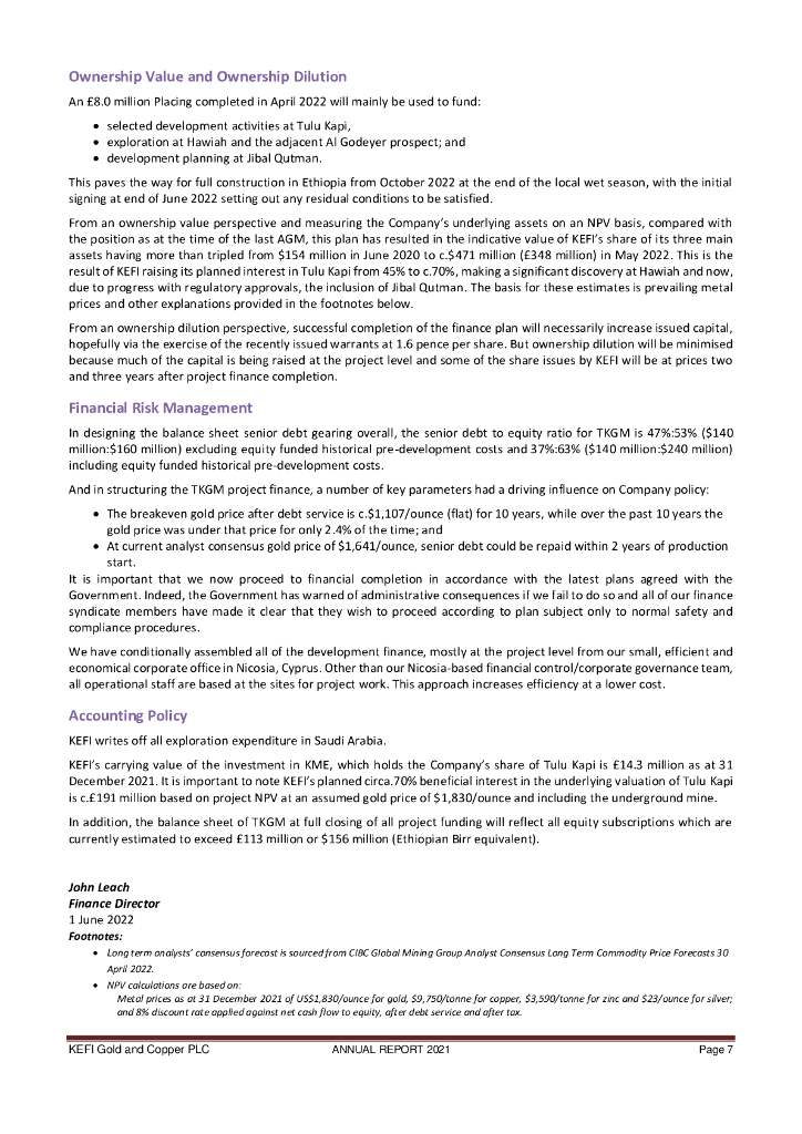 KEFI Gold and Copper Plc（KEFI）2021财年年度报告（英文版）_第8页
