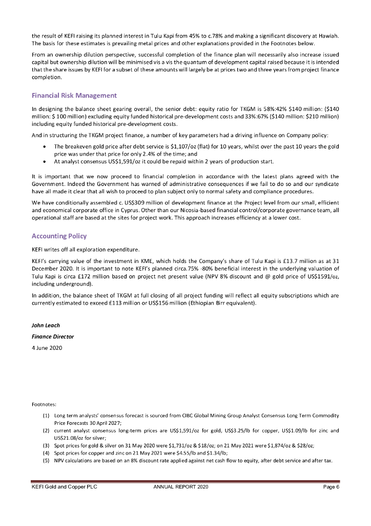 KEFI Gold and Copper Plc（KEFI）2020财年年度报告（英文版）_第8页