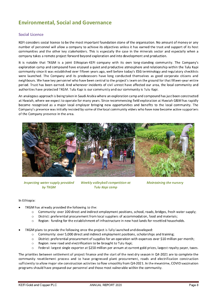 KEFI Gold and Copper Plc（KEFI）2020财年年度报告（英文版）_第10页