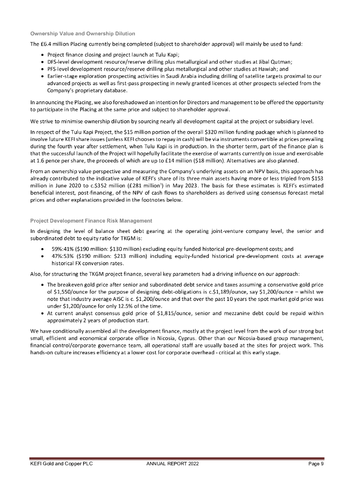KEFI Gold and Copper Plc（KEFI）2022财年年度报告（英文版）_第10页