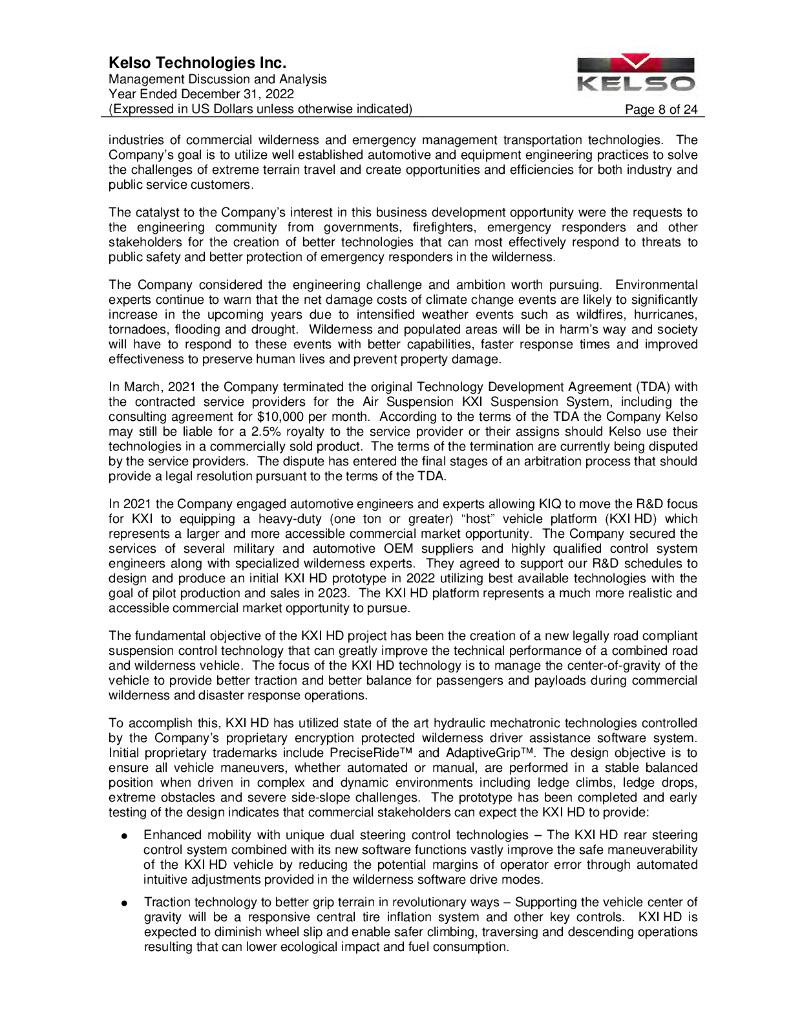 Kelso Technologies Inc.（KLS）2022财年年度报告（英文版）_第8页