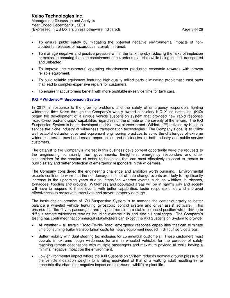 Kelso Technologies Inc.（KLS）2021财年年度报告（英文版）_第9页