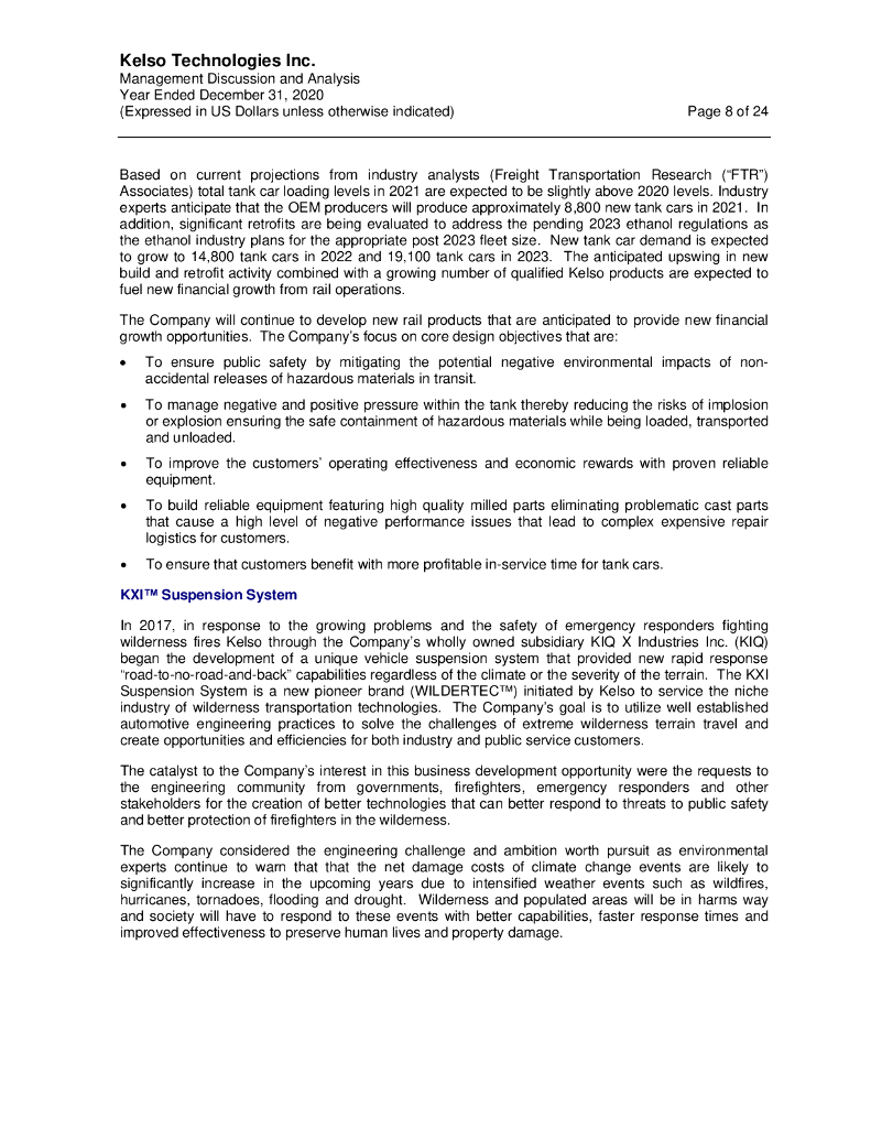 Kelso Technologies Inc.（KLS）2020财年年度报告（英文版）_第8页