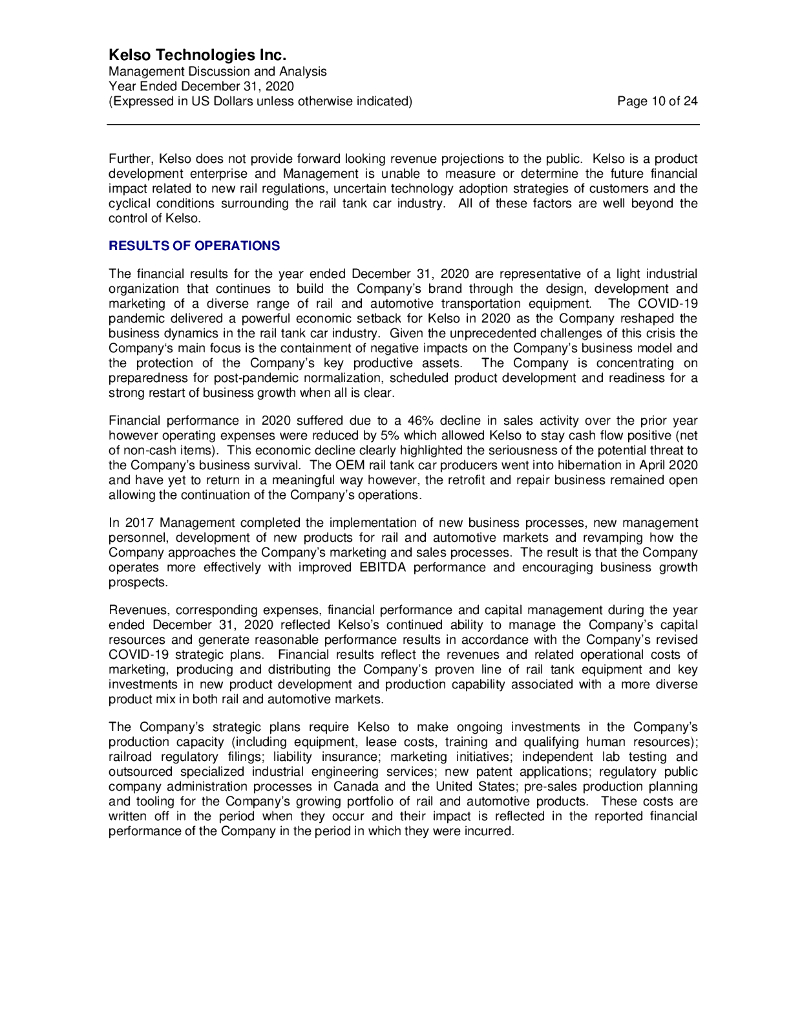 Kelso Technologies Inc.（KLS）2020财年年度报告（英文版）_第10页