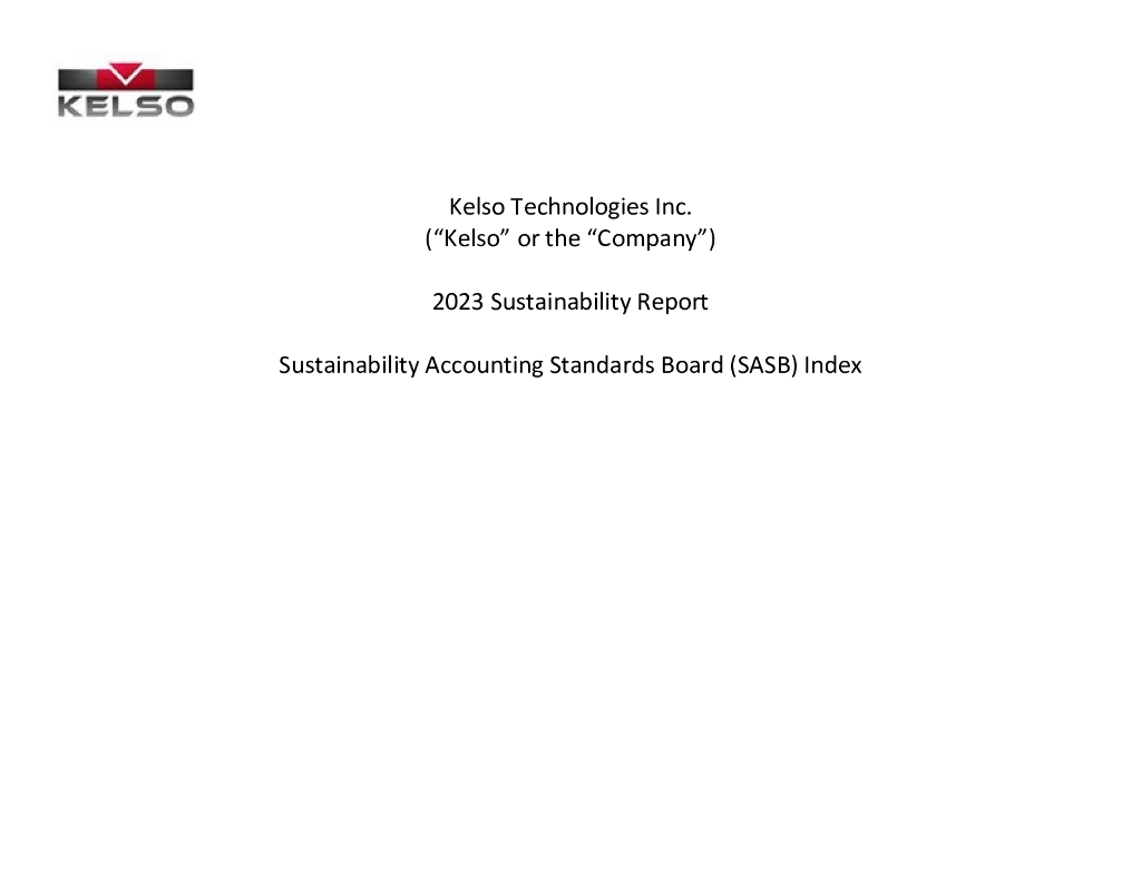 Kelso Technologies Inc.（KLS）2023年可持续发展报告（英文版）