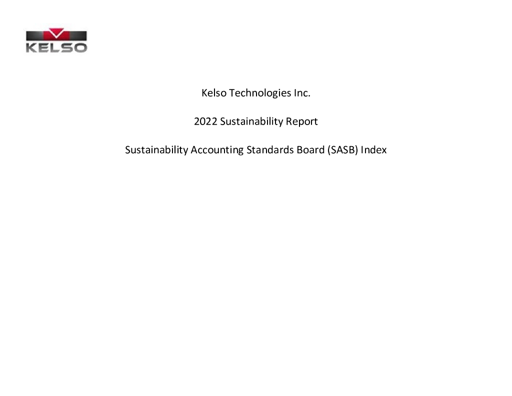 Kelso Technologies Inc.（KLS）2022年可持续发展报告（英文版）