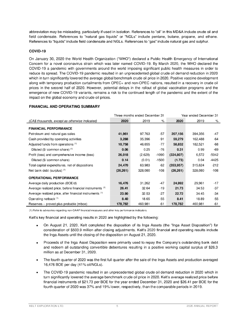 Kelt Exploration（KEL）2020财年年度报告（英文版）_第7页