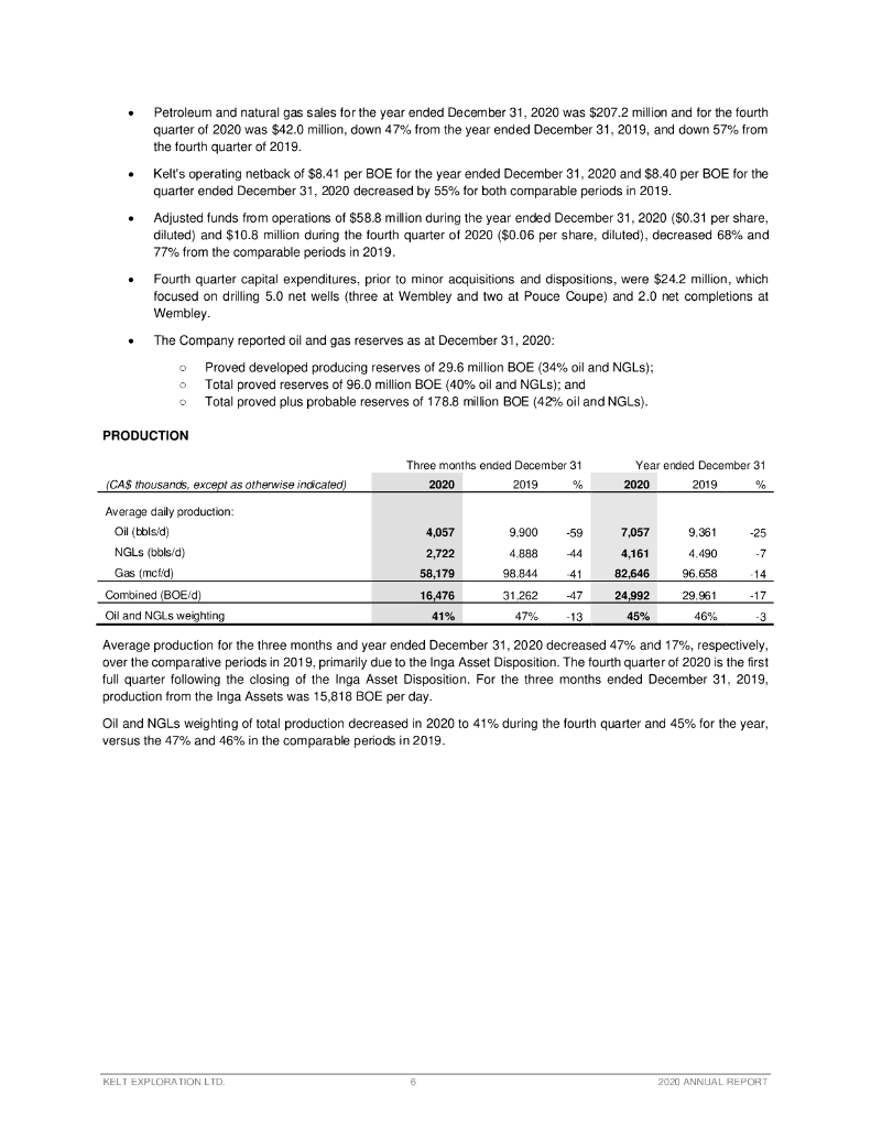 Kelt Exploration（KEL）2020财年年度报告（英文版）_第8页