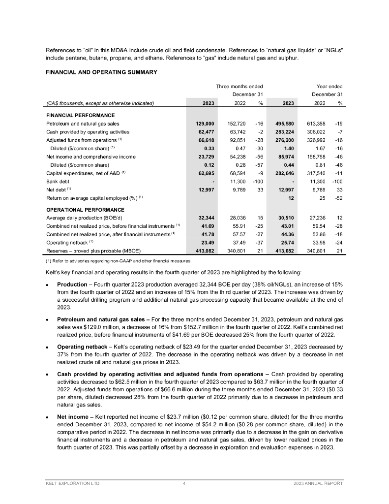 Kelt Exploration（KEL）2023财年年度报告（英文版）_第6页