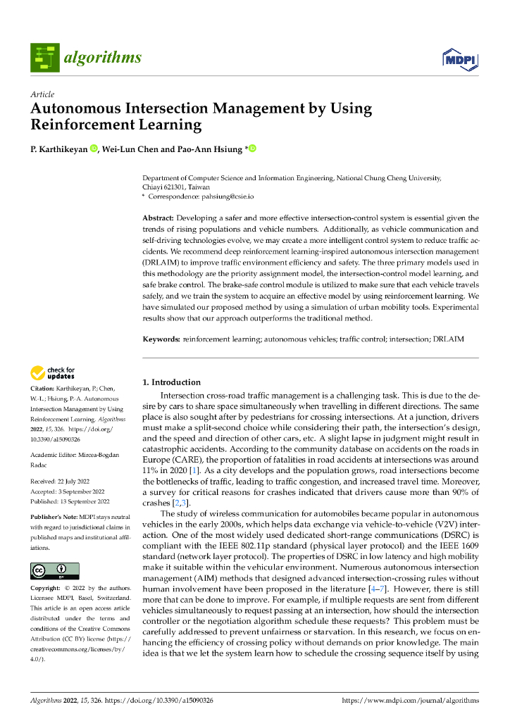 基于强化学习的自主交叉口管理（英文版）