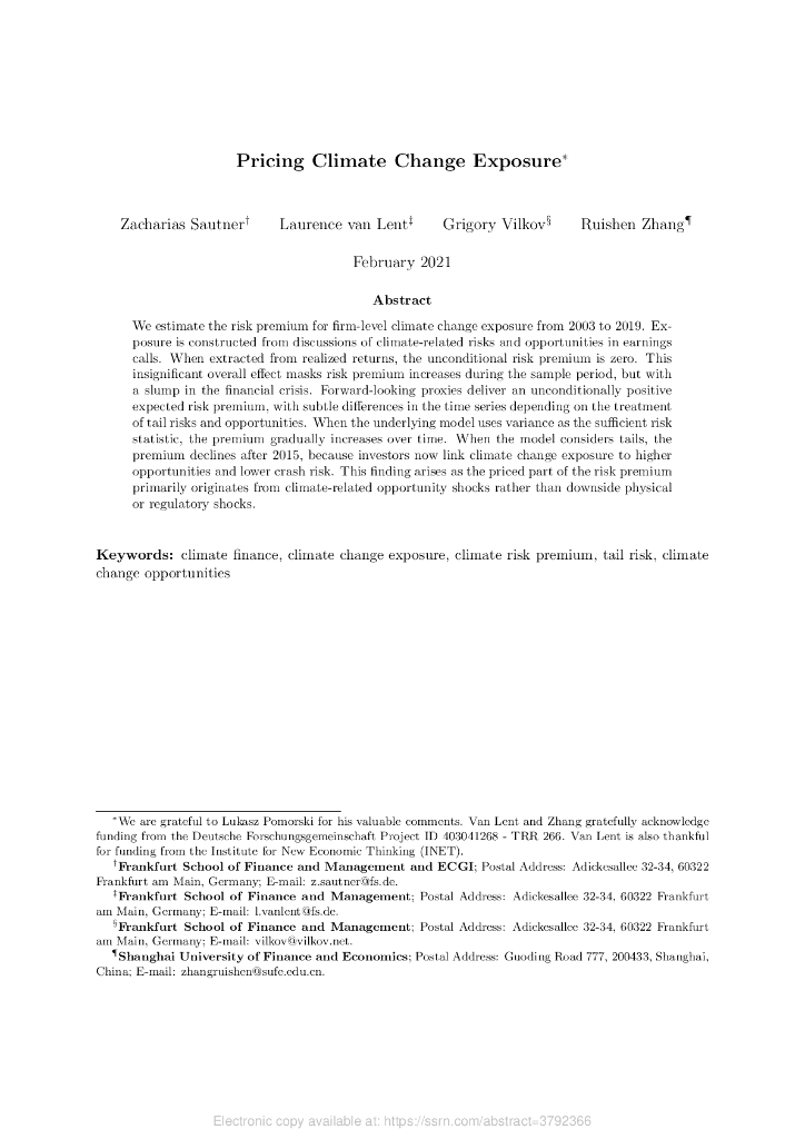 为气候变化风险定价（英文版）