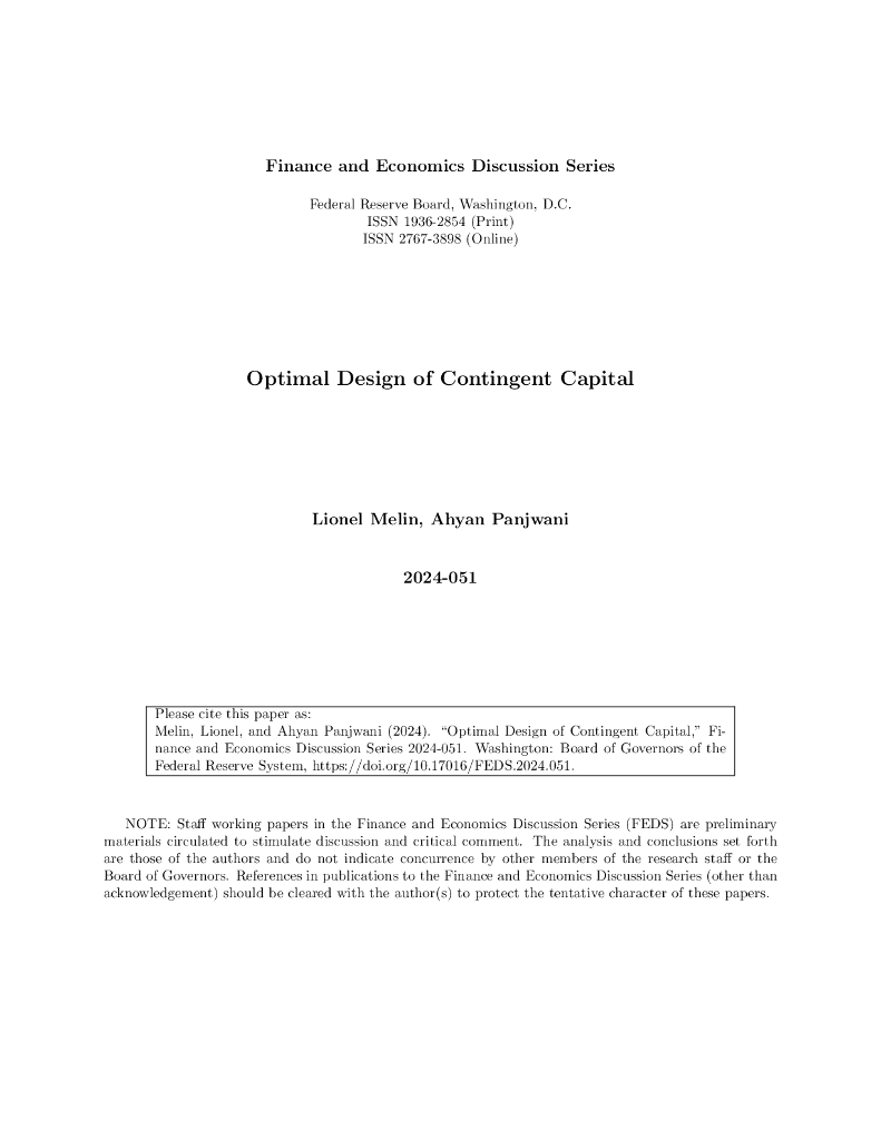 美联储：或有资本的优化设计（英文版）