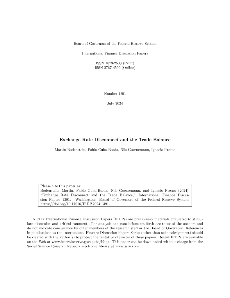 美联储：汇率脱钩与贸易平衡（英文版）