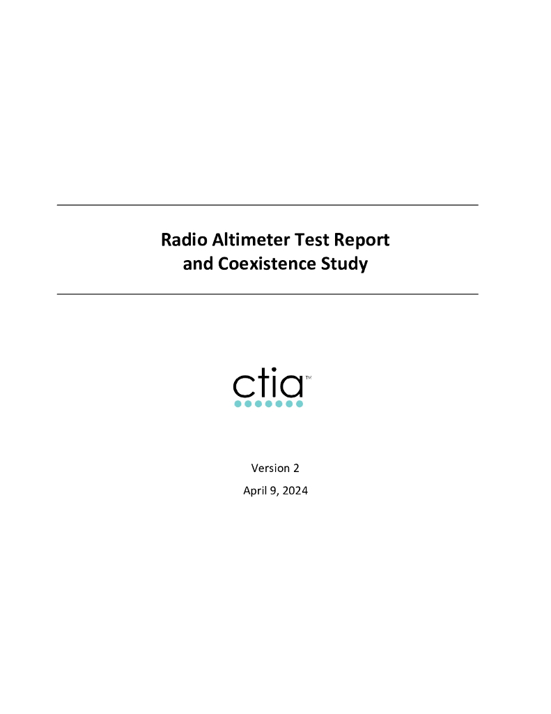 CTIA：2024无线电高度计测试报告及共存研究报告（英文版）