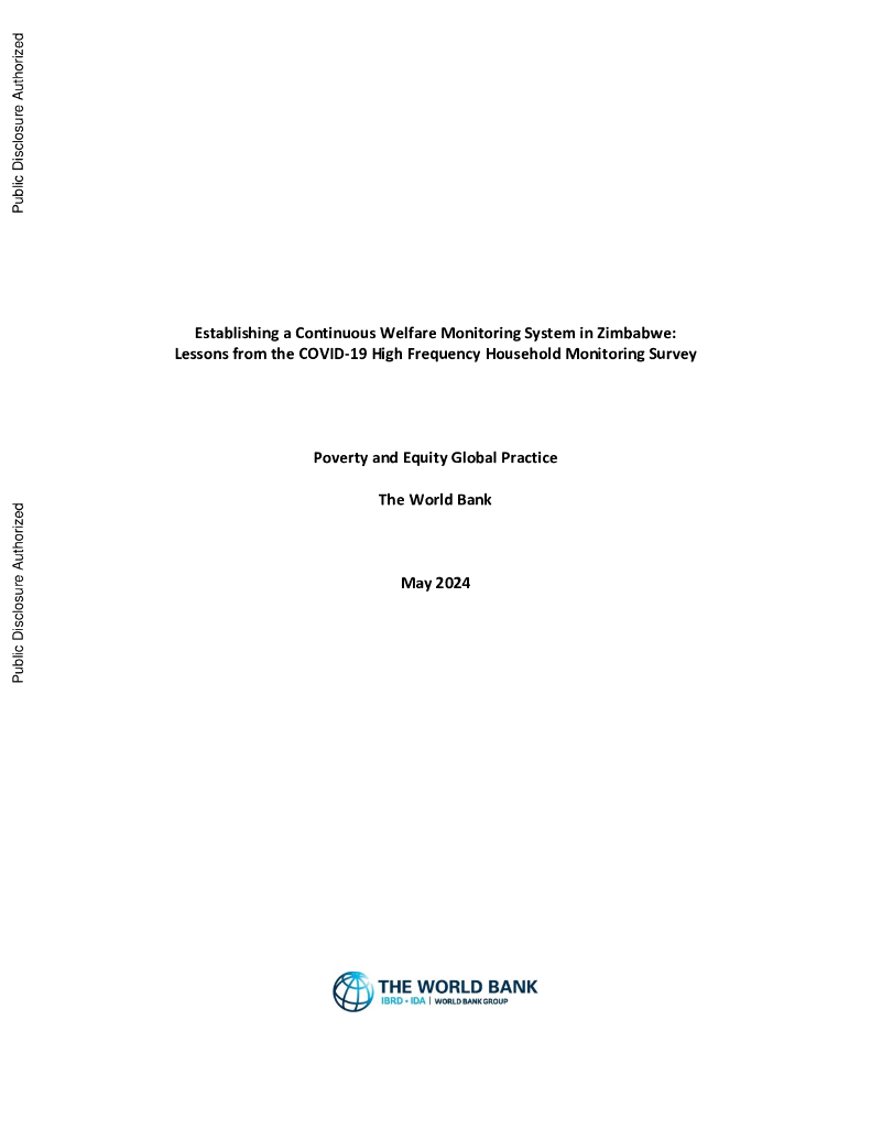 世界银行：在津巴布韦建立持续福利监测系统：新冠肺炎高频家庭监测调查的经验教训（英文版）