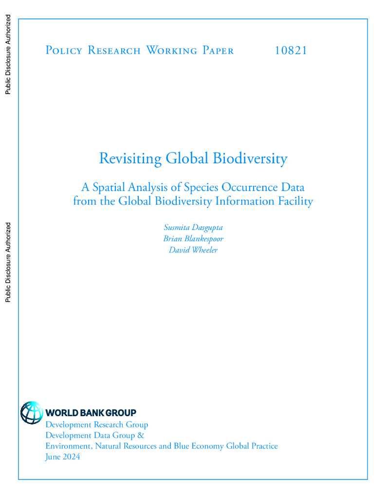 世界银行：重新审视全球生物多样性：来自全球生物多样度信息设施的物种发生数据的空间分析（英文版）