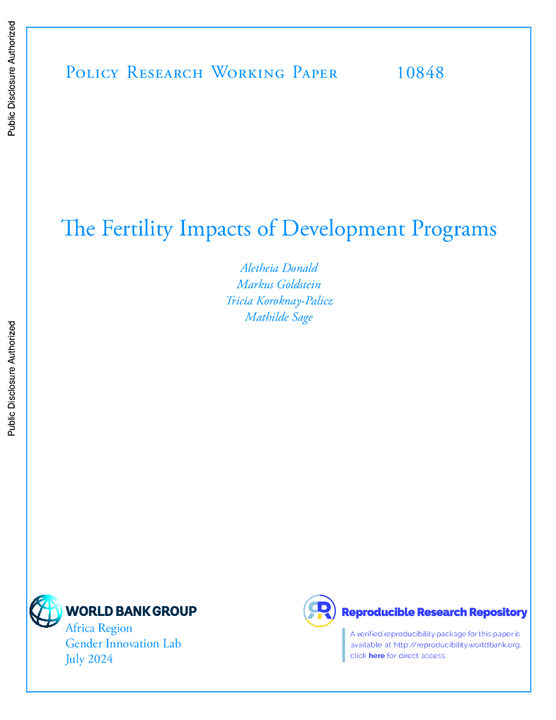 世界银行：发展计划对生育率的影响报告（英文版）