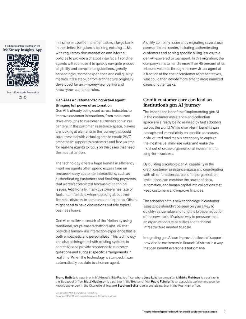 麦肯锡：2024生成式人工智能对信贷客户援助的承诺报告（英文版）_第7页