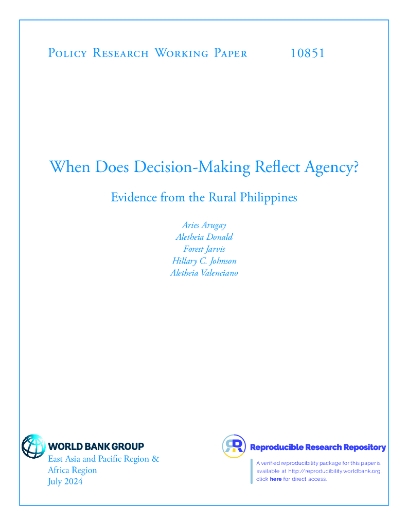 世界银行：决策什么时候反映机构？来自菲律宾农村的证据（英文版）