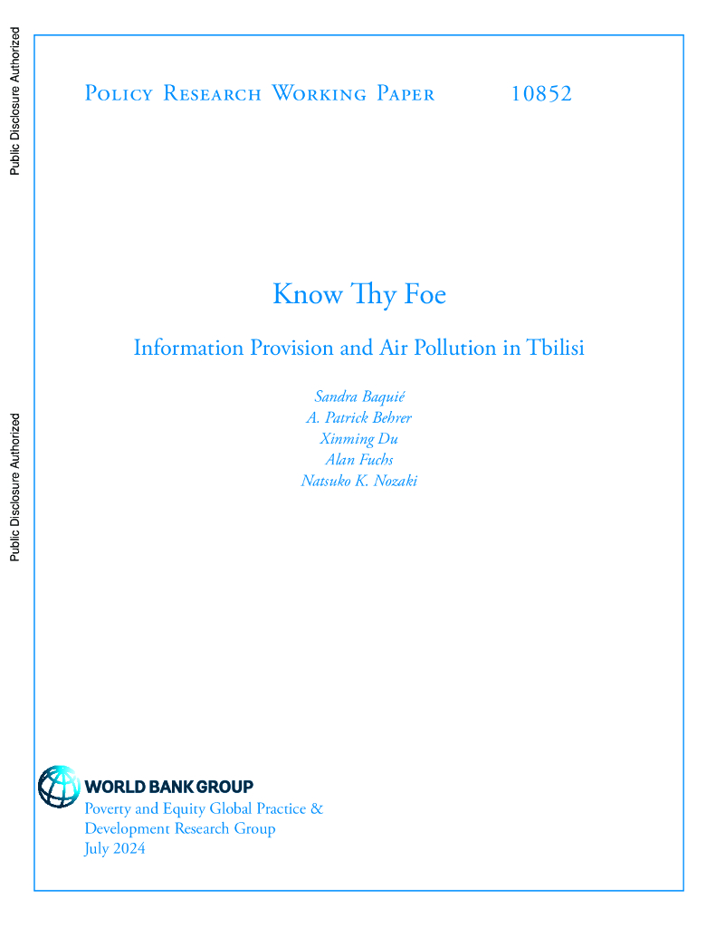 世界银行：了解你的敌人：第比利斯的信息提供和空气污染（英文版）