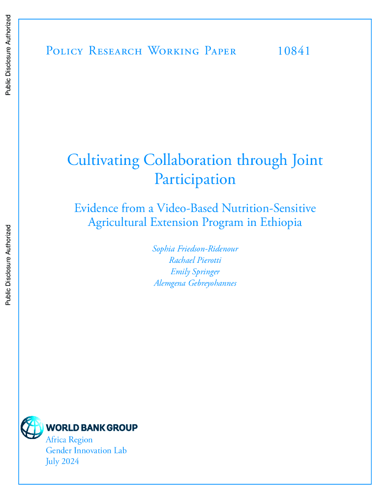 世界银行：通过联合参与培养合作：来自埃塞俄比亚基于视频的营养敏感农业推广计划的证据（英文版）
