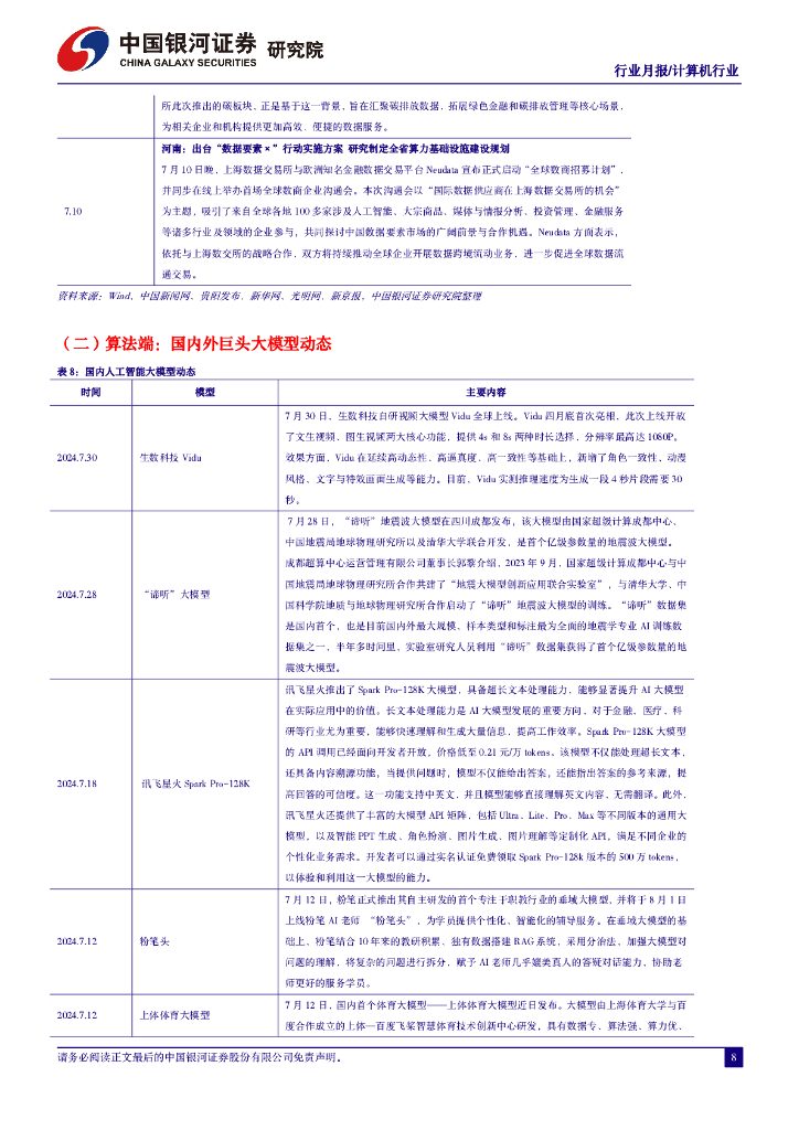 中国银河：7月人工智能月报：人工智能赋能新质生产力，国产AI产业迎来新机遇_第10页