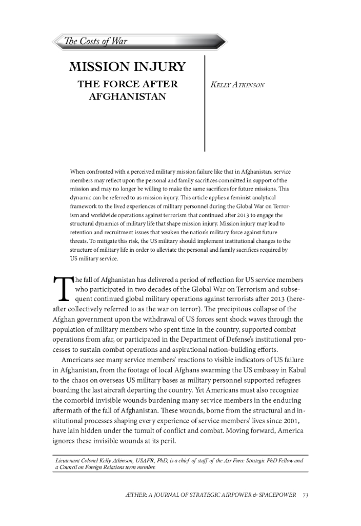 Rand兰德：任务伤害-阿富汗战争后的力量（英文版）