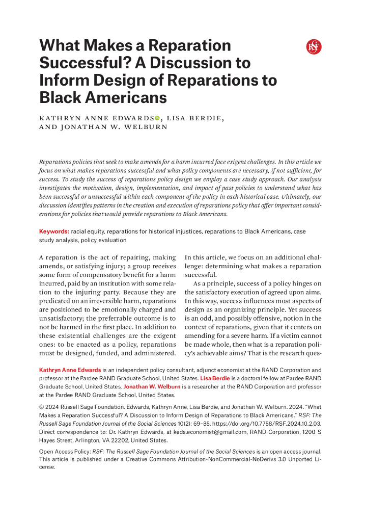 Rand兰德：什么使赔偿成功？为设计对美国黑人的赔偿方案而展开的讨论（英文版）