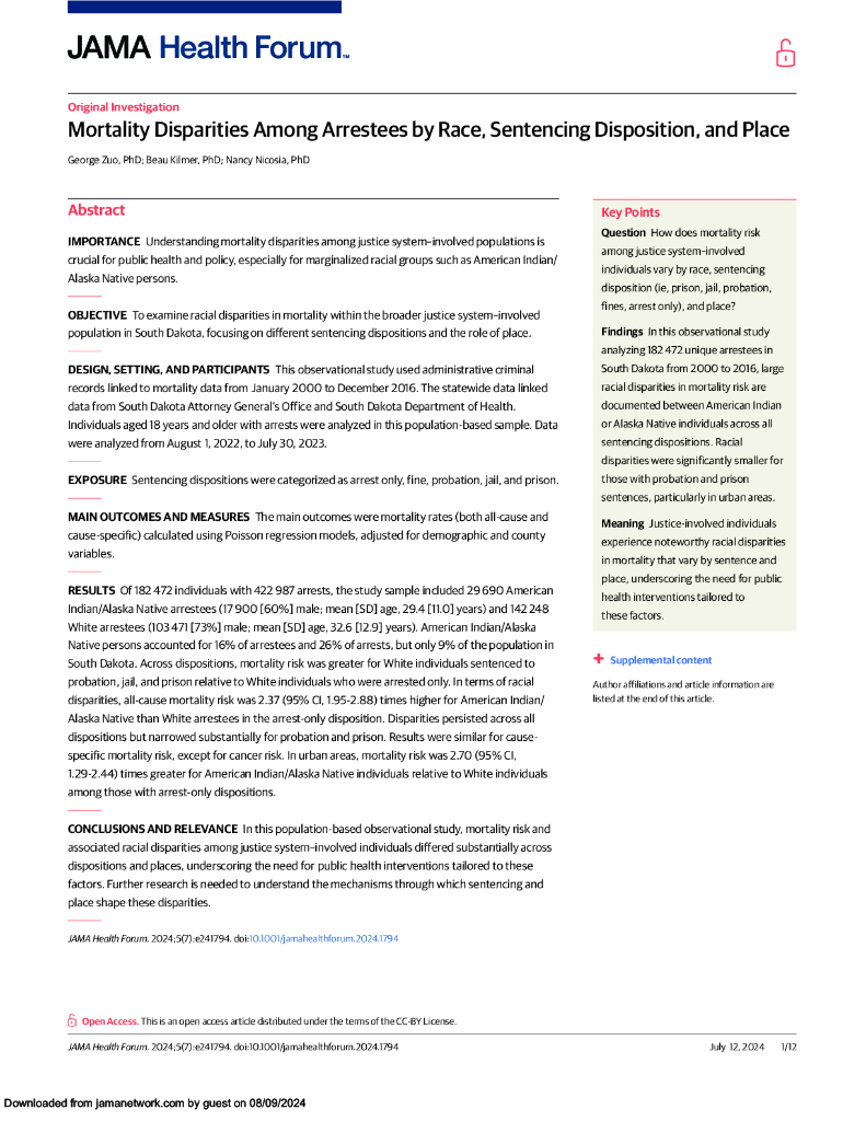 Rand兰德：不同种族、不同判刑方式和不同地点被捕人员的死亡率差异（英文版）