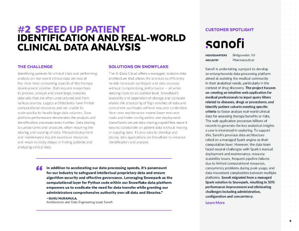 Snowflake：2024生命科学组织通过人工智能数据云加速开发管道的4种方式报告（英文版）_第6页