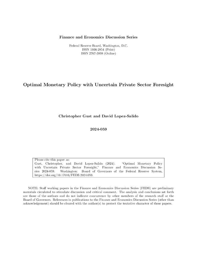 美联储：具有不确定私营部门前景的最优货币政策（英文版）