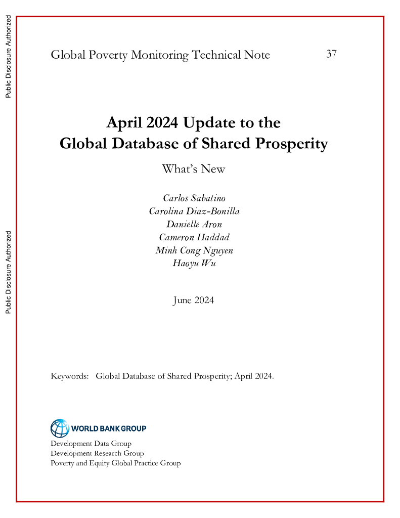 世界银行：2024年4月全球共享繁荣数据库更新：最新动态（英文版）