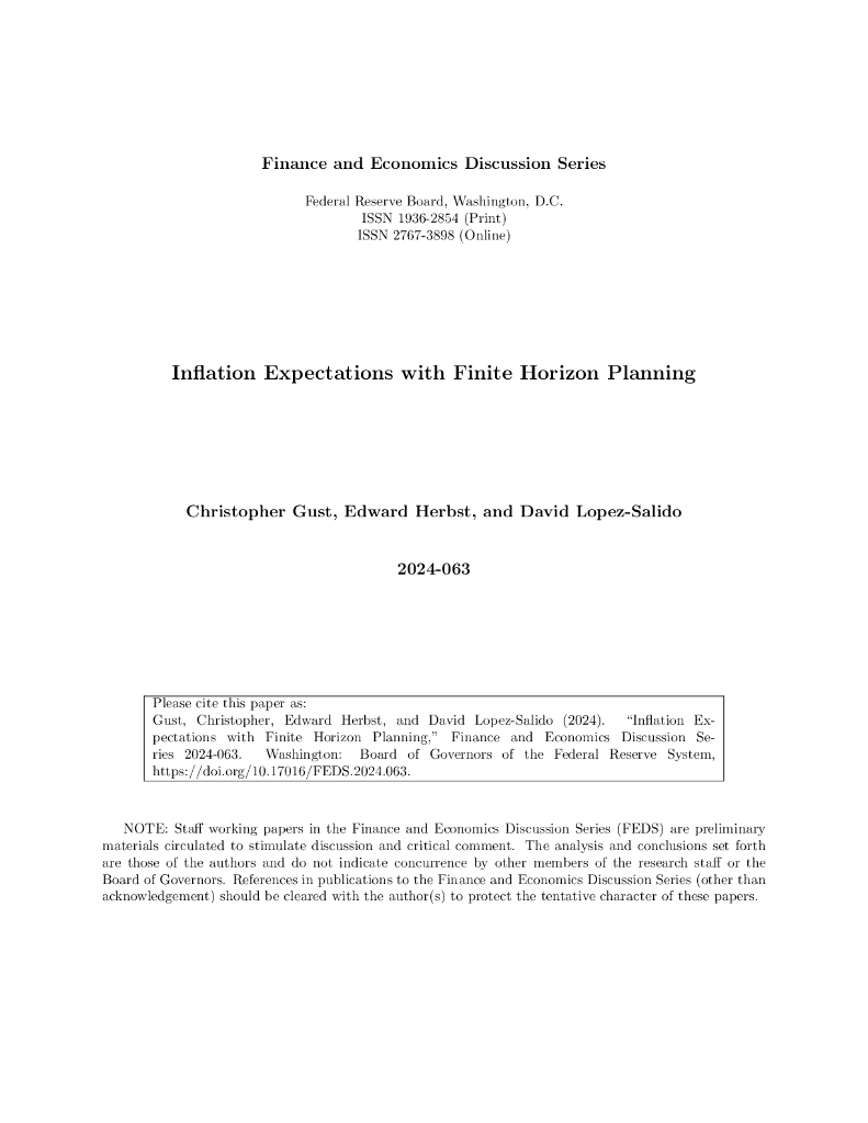 美联储：有限视野规划下的通货膨胀预期（英文版）