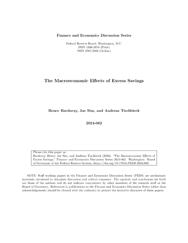美联储：过度储蓄的宏观经济效应（英文版）