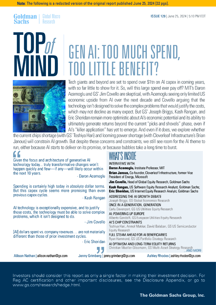 高盛：2024新一代<em>人工智能</em>报告：花费太多收益太少（英文版） 海报