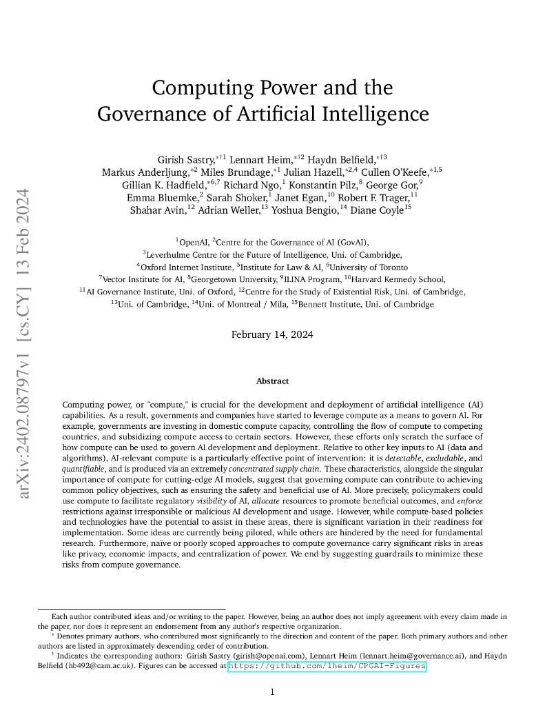 OpenAI&剑桥大学：算力与人工智能治理研究（英文版）