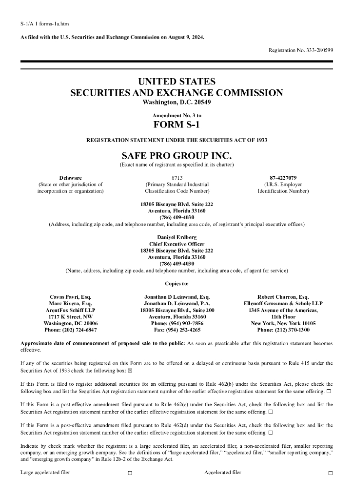 Safe Pro Group Inc.美股纳斯达克IPO上市招股说明书