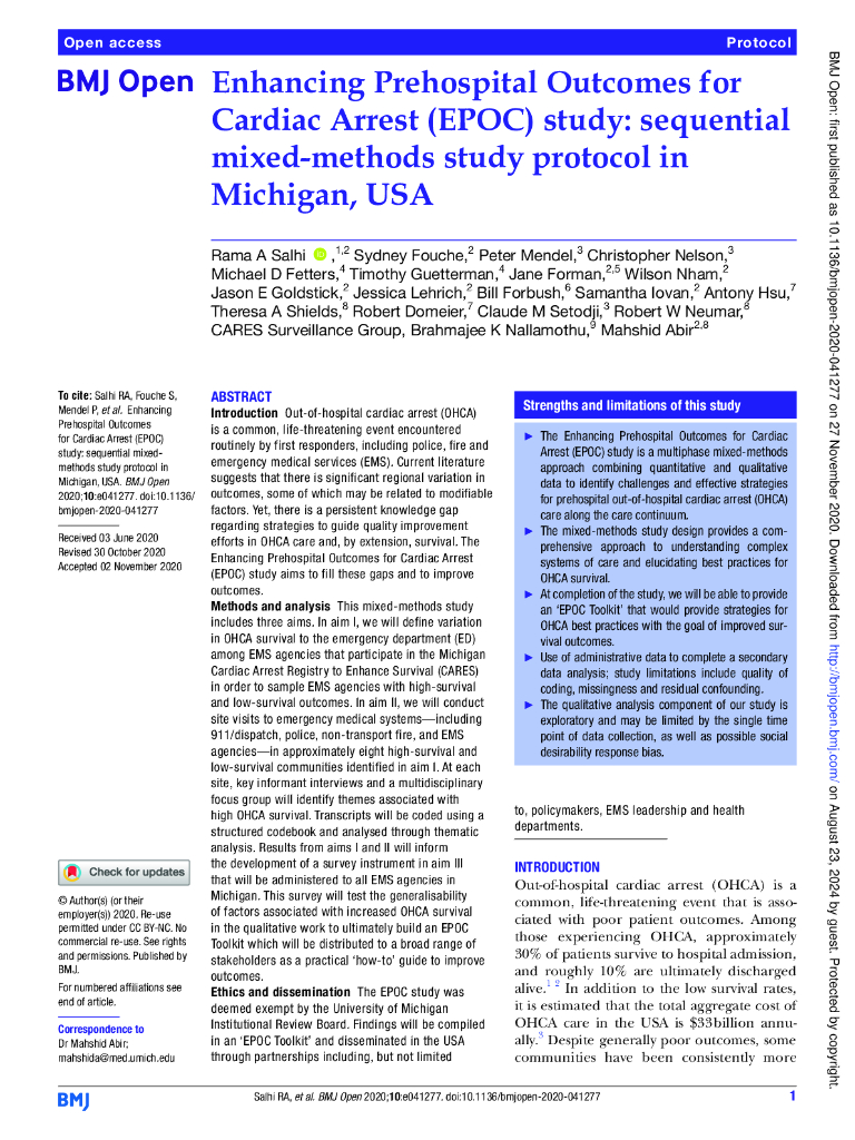 Rand兰德：提高心脏骤停院前救治效果（EPOC）研究-美国密歇根州序贯混合方法研究方案（英文版）