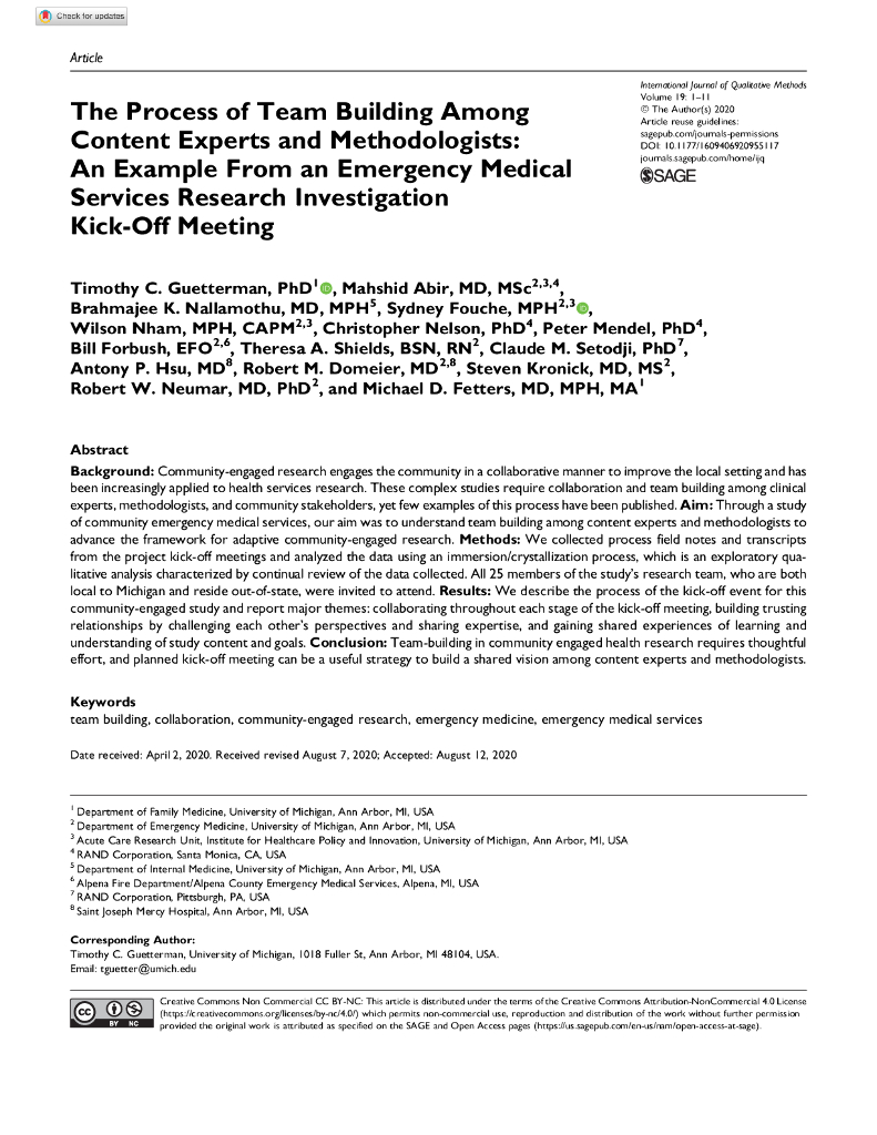 Rand兰德：内容专家和方法论专家之间的团队建设过程-紧急医疗服务研究调查启动会议示例（英文版）