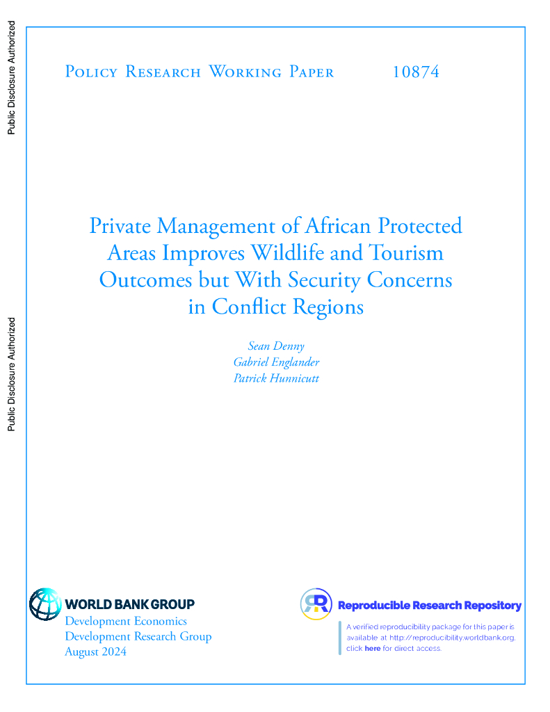 世界银行：非洲保护区的私人管理改善了野生动物和旅游业的成果，但在冲突地区存在安全问题（英文版）