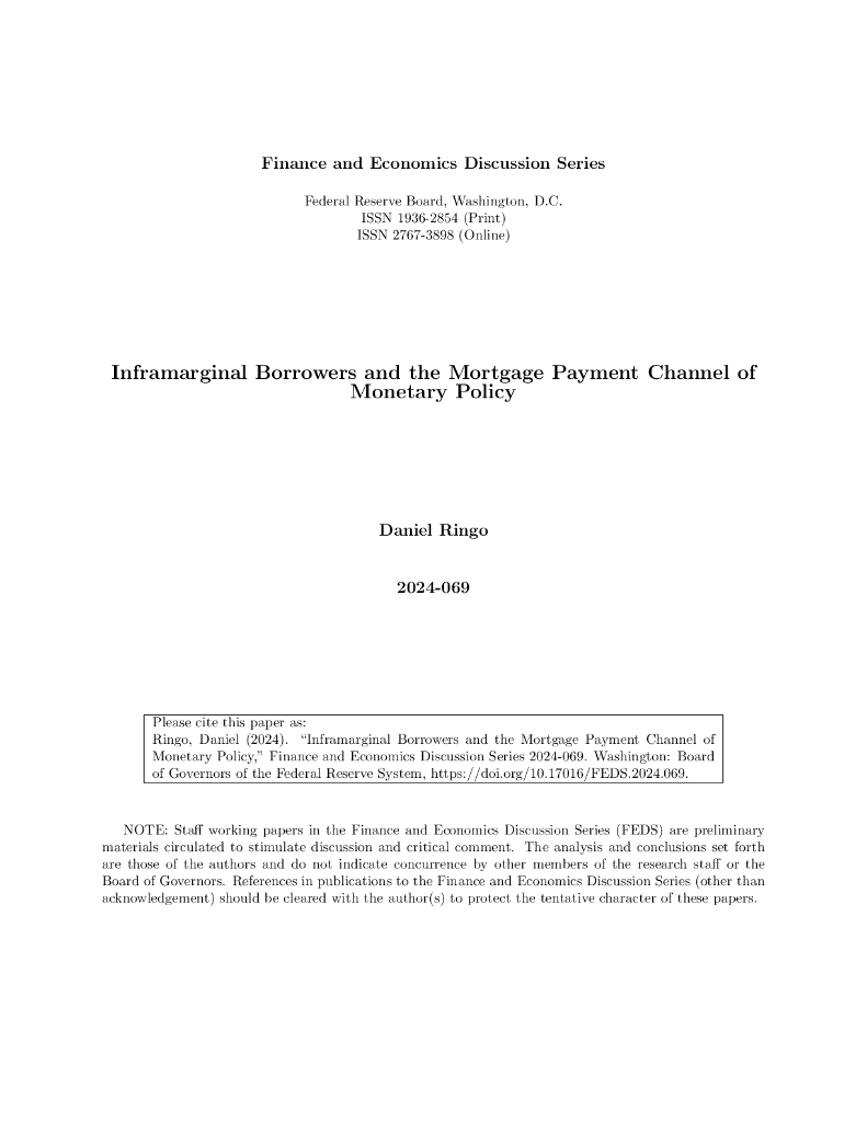 美联储：超边际借款人与货币政策的抵押贷款支付渠道（英文版）