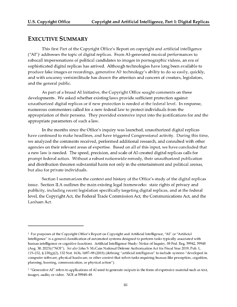 美国版权局：2024版权和人工智能 AI：数字复制品报告（英文版）_第10页