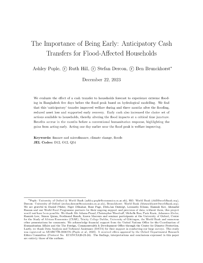 非洲经济研究中心：及早行动的重要性：为受洪水影响的家庭提供预期现金转移（英文版）