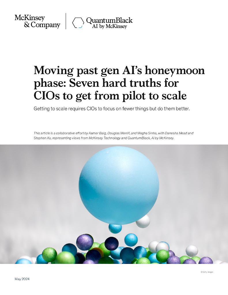 麦肯锡：2024年走过新一代<em>人工智能</em>的蜜月期：首席信息官从试点到规模的七个硬道理报告（英文版） 海报