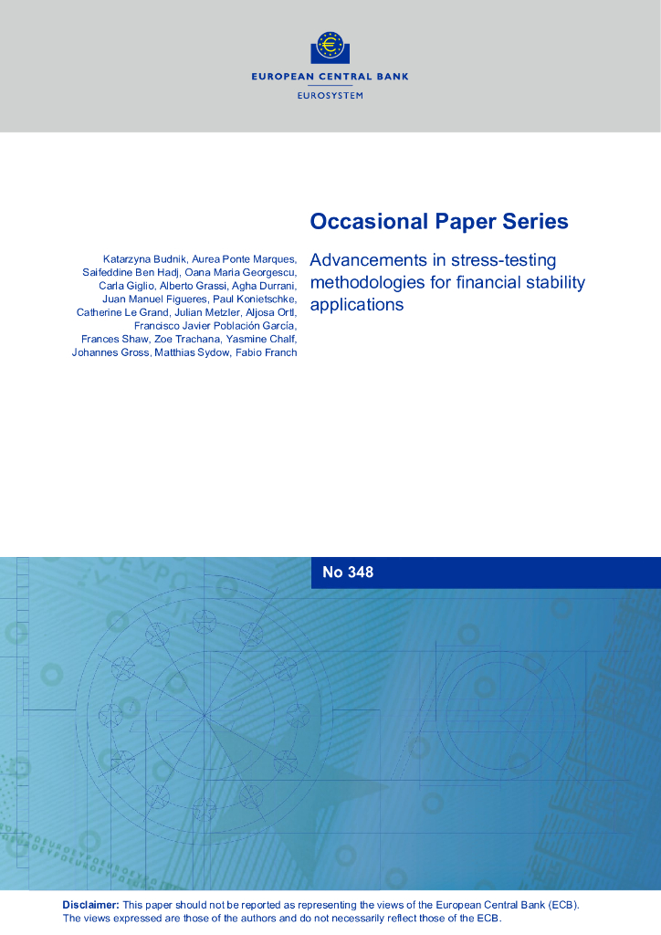 欧洲央行：用于财务稳定性应用的压力测试方法的进展（英文版）