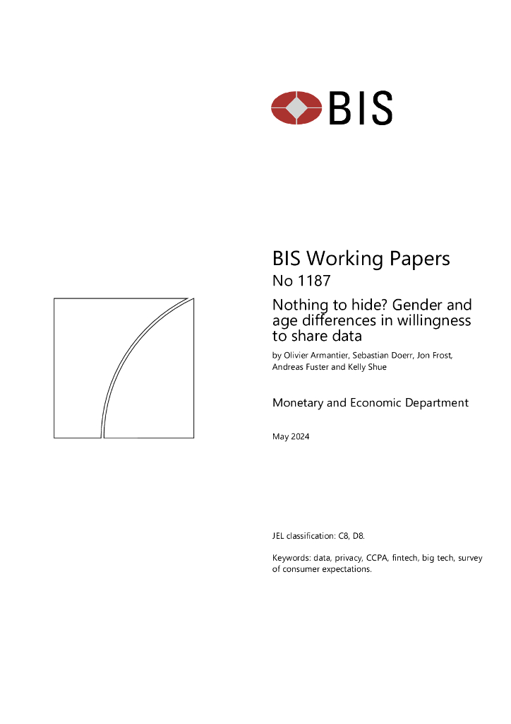 国际清算银行：没什么好隐瞒的吗？共享数据意愿方面的性别和年龄差异（英文版）