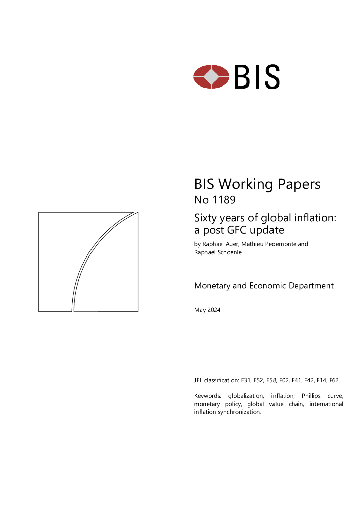 国际清算银行：全球通货膨胀六十年：全球金融危机后的最新情况（英文版）